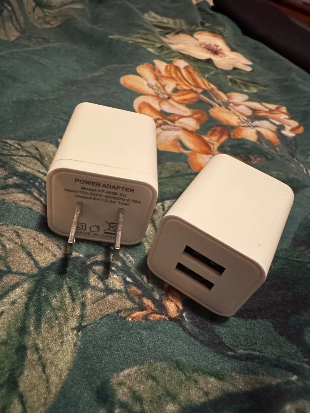Dual USB White Wall Charger Power Adapter set of 2